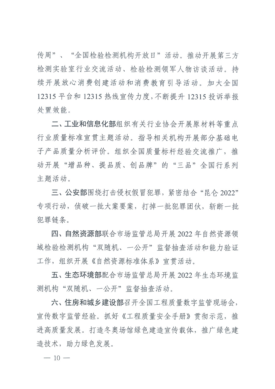 市場監(jiān)管總局等21個部委(部門)發(fā)文部署開展2022年全國“質(zhì)量月”活動(國市監(jiān)質(zhì)發(fā)〔2022〕76號)