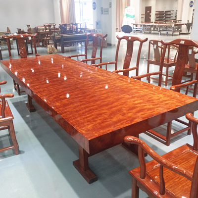 广西黑檀巴花大板书桌实木大板餐桌奥坎木原木家具批发工厂